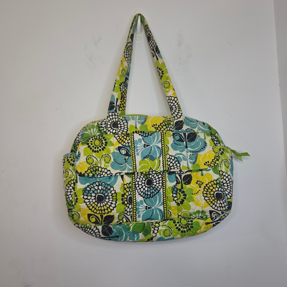 Vera Bradley Limes Up Quilted Cotton Baby Diaper Bag Floral Green Blue Yellow